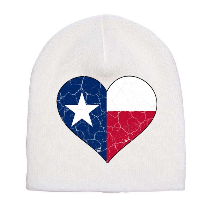 Texas Strong Distressed Heart Short Acrylic Beanie