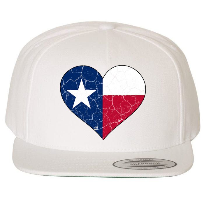 Texas Strong Distressed Heart Wool Snapback Cap