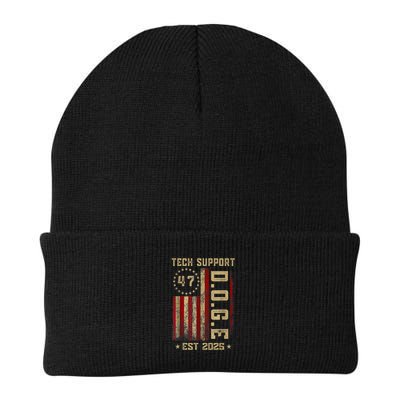 Tech Support D.O.G.E. Funny USA Flag Knit Cap Winter Beanie