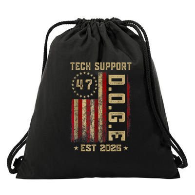 Tech Support D.O.G.E. Funny USA Flag Drawstring Bag