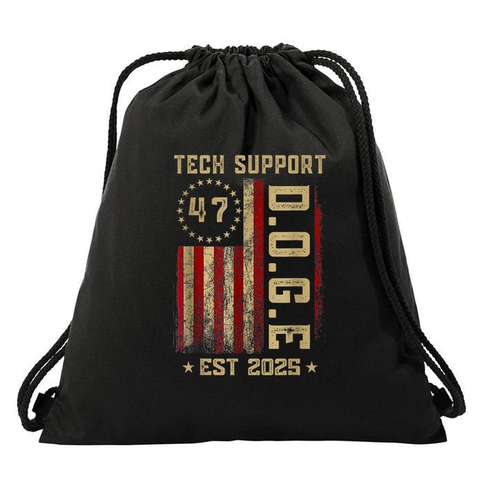 Tech Support D.O.G.E. Funny USA Flag Drawstring Bag