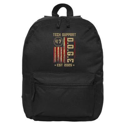 Tech Support D.O.G.E. Funny USA Flag 16 in Basic Backpack