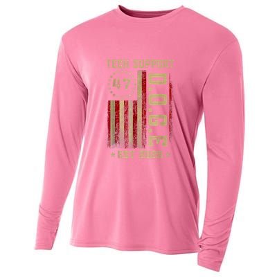 Tech Support D.O.G.E. Funny USA Flag Cooling Performance Long Sleeve Crew