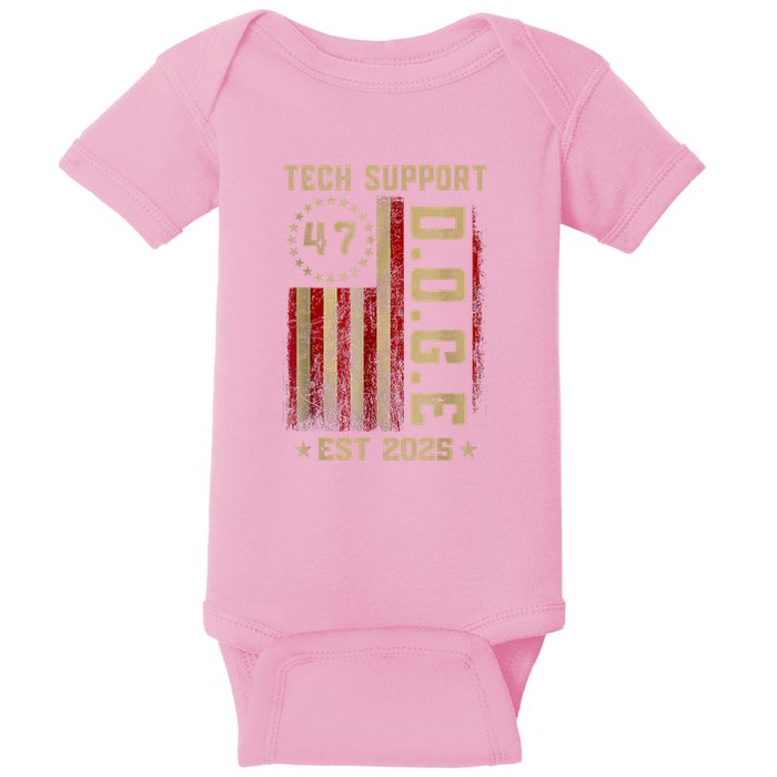 Tech Support D.O.G.E. Funny USA Flag Baby Bodysuit