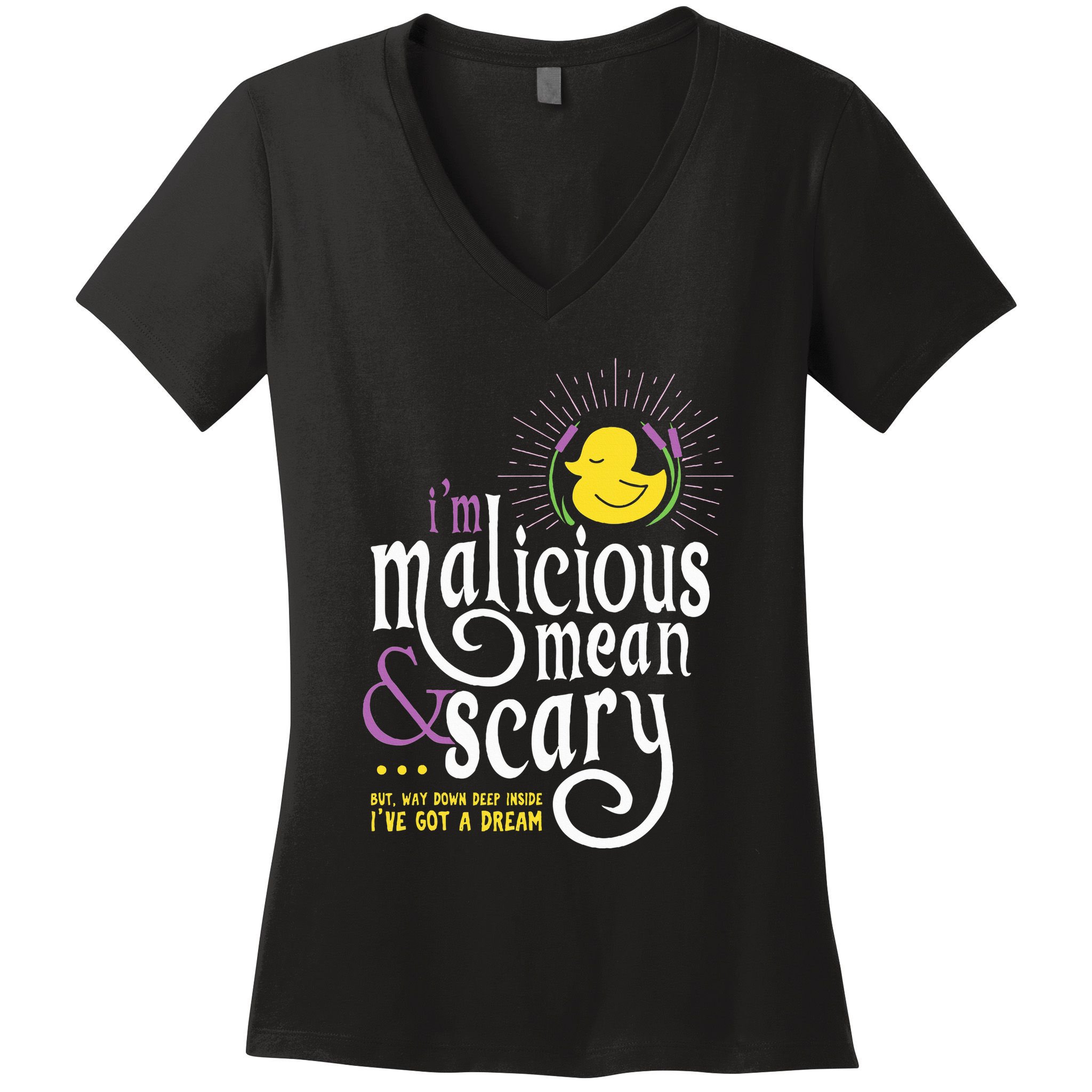 The Snuggly Duckling Malicious Mean & Scary Women's V-Neck T-Shirt