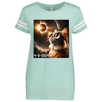 Total Solar Eclipse 2024 Cat Wearing Solar Eclipse Glasses Enza Ladies Jersey Football T-Shirt