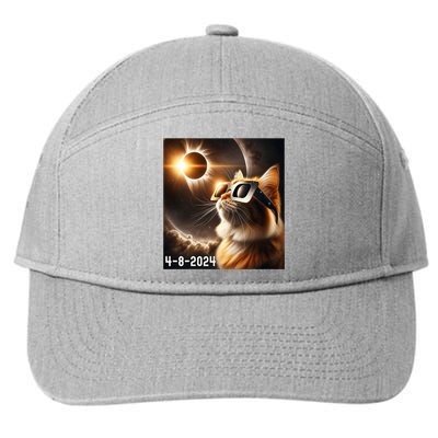 Total Solar Eclipse 2024 Cat Wearing Solar Eclipse Glasses 7-Panel Snapback Hat