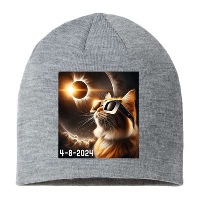 Total Solar Eclipse 2024 Cat Wearing Solar Eclipse Glasses Sustainable Beanie