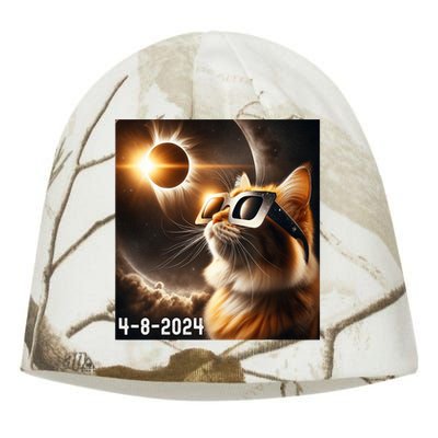 Total Solar Eclipse 2024 Cat Wearing Solar Eclipse Glasses Kati - Camo Knit Beanie