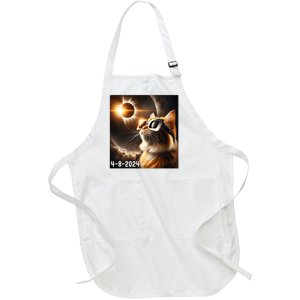 Total Solar Eclipse 2024 Cat Wearing Solar Eclipse Glasses Full-Length Apron With Pockets