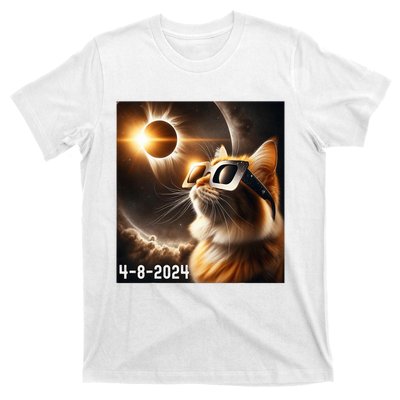 Total Solar Eclipse 2024 Cat Wearing Solar Eclipse Glasses T-Shirt