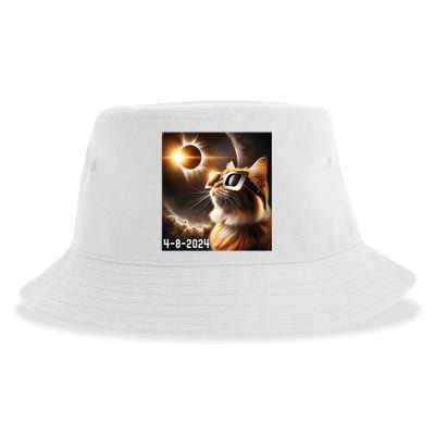 Total Solar Eclipse 2024 Cat Wearing Solar Eclipse Glasses Sustainable Bucket Hat