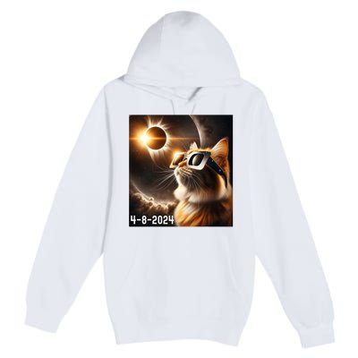 Total Solar Eclipse 2024 Cat Wearing Solar Eclipse Glasses Premium Pullover Hoodie