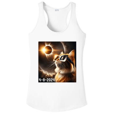 Total Solar Eclipse 2024 Cat Wearing Solar Eclipse Glasses Ladies PosiCharge Competitor Racerback Tank