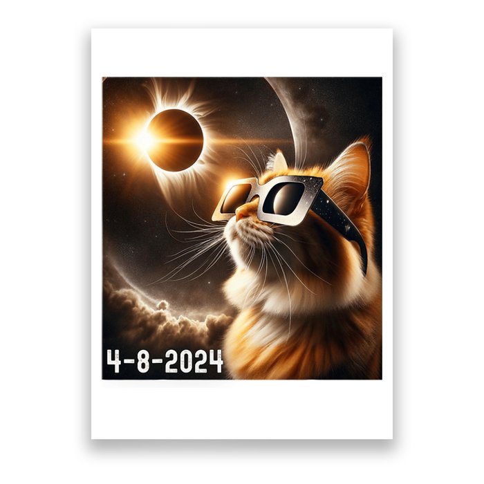 Total Solar Eclipse 2024 Cat Wearing Solar Eclipse Glasses Poster