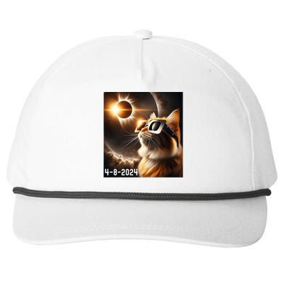 Total Solar Eclipse 2024 Cat Wearing Solar Eclipse Glasses Snapback Five-Panel Rope Hat