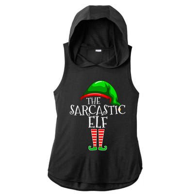 The Sarcastic Elf Family Matching Group Christmas Funny Ladies PosiCharge Tri-Blend Wicking Draft Hoodie Tank