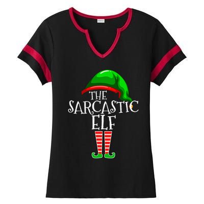 The Sarcastic Elf Family Matching Group Christmas Funny Ladies Halftime Notch Neck Tee