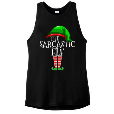 The Sarcastic Elf Family Matching Group Christmas Funny Ladies PosiCharge Tri-Blend Wicking Tank