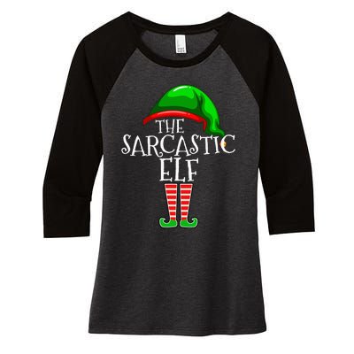 The Sarcastic Elf Family Matching Group Christmas Funny Women's Tri-Blend 3/4-Sleeve Raglan Shirt