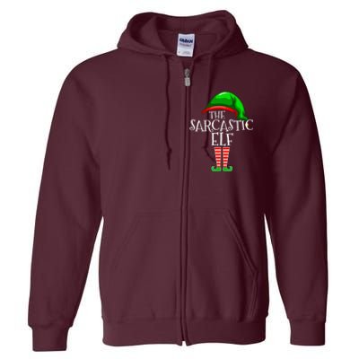 The Sarcastic Elf Family Matching Group Christmas Funny Full Zip Hoodie