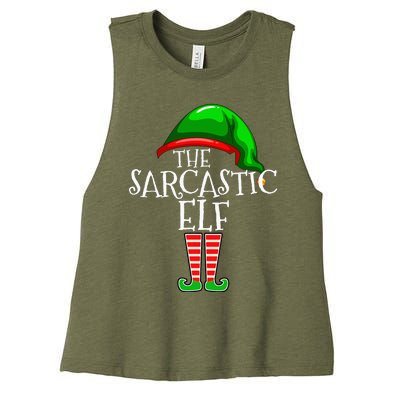 The Sarcastic Elf Family Matching Group Christmas Funny Women's Racerback Cropped Tank