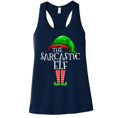 The Sarcastic Elf Family Matching Group Christmas Funny Women's Racerback Tank