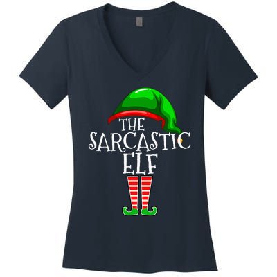 The Sarcastic Elf Family Matching Group Christmas Funny Women's V-Neck T-Shirt