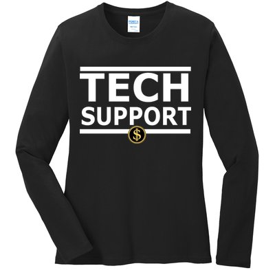 Tech Support Elon Musk D.O.G.E. Ladies Long Sleeve Shirt
