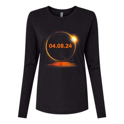 Total Solar Eclipse 2024 USA April 8 2024 Womens Cotton Relaxed Long Sleeve T-Shirt