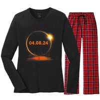 Total Solar Eclipse 2024 USA April 8 2024 Women's Long Sleeve Flannel Pajama Set 