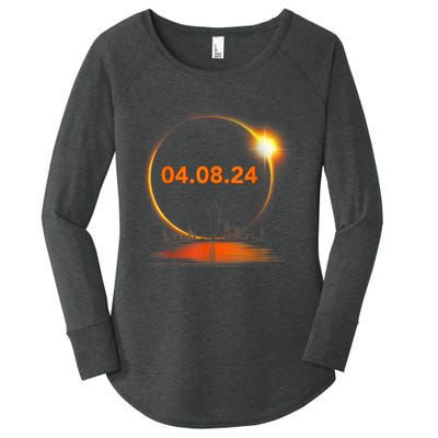 Total Solar Eclipse 2024 USA April 8 2024 Women's Perfect Tri Tunic Long Sleeve Shirt