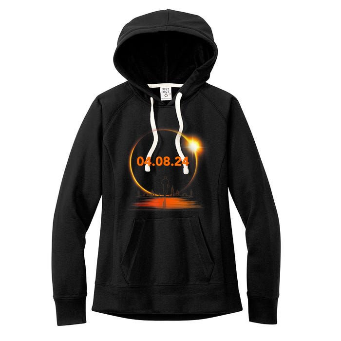 Total Solar Eclipse 2024 USA April 8 2024 Women's Fleece Hoodie