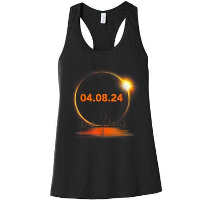 Total Solar Eclipse 2024 USA April 8 2024 Women's Racerback Tank