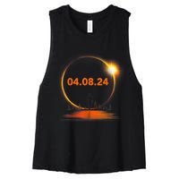 Total Solar Eclipse 2024 USA April 8 2024 Women's Racerback Cropped Tank