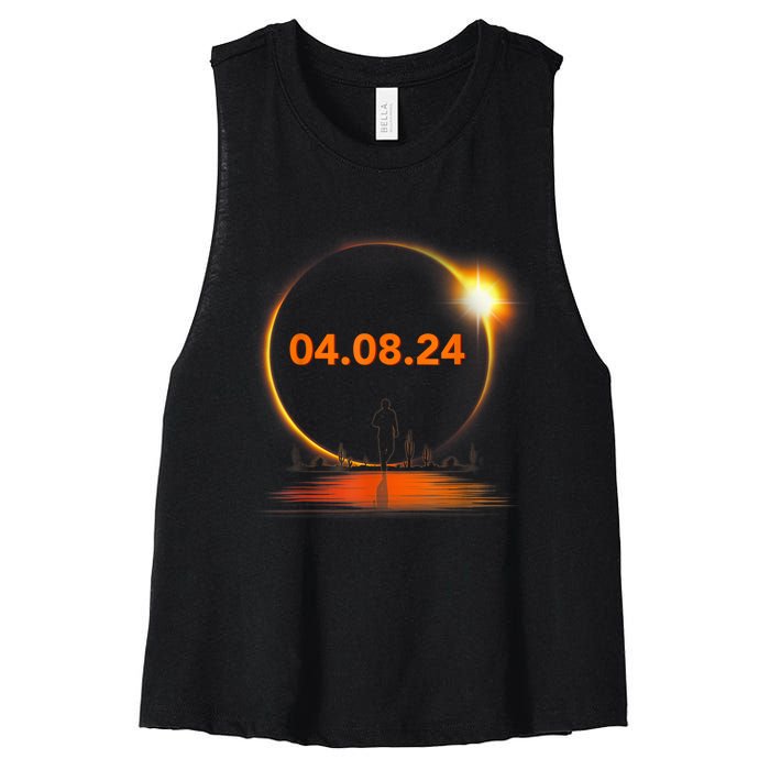 Total Solar Eclipse 2024 USA April 8 2024 Women's Racerback Cropped Tank