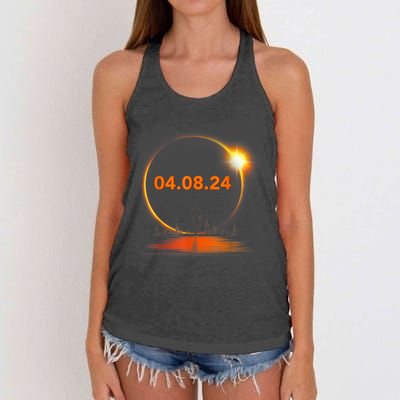 Total Solar Eclipse 2024 USA April 8 2024 Women's Knotted Racerback Tank