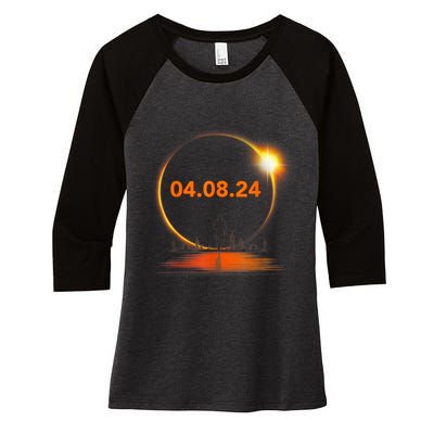 Total Solar Eclipse 2024 USA April 8 2024 Women's Tri-Blend 3/4-Sleeve Raglan Shirt