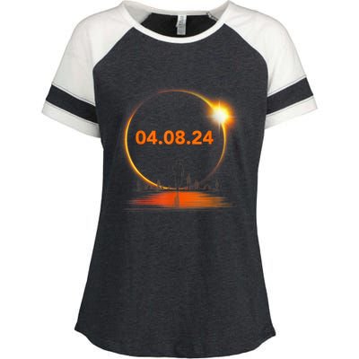 Total Solar Eclipse 2024 USA April 8 2024 Enza Ladies Jersey Colorblock Tee