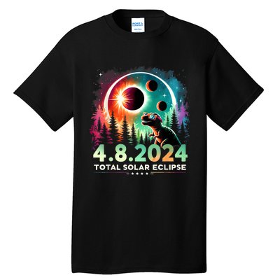 Total Solar Eclipse Funny Dinosaur Wearing Glasses Tall T-Shirt