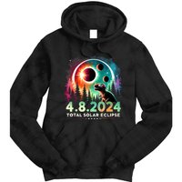 Total Solar Eclipse Funny Dinosaur Wearing Glasses Tie Dye Hoodie