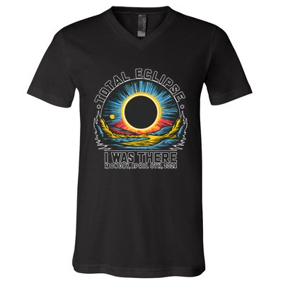 Total Solar Eclipse I Was There Monday April 8th 2024 V-Neck T-Shirt