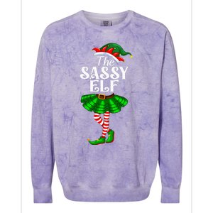 The Sassy Elf Xmas Funny Christmas Matching Family Pajama Colorblast Crewneck Sweatshirt