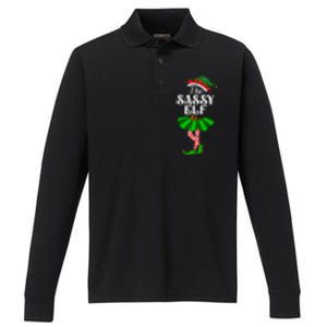 The Sassy Elf Xmas Funny Christmas Matching Family Pajama Performance Long Sleeve Polo