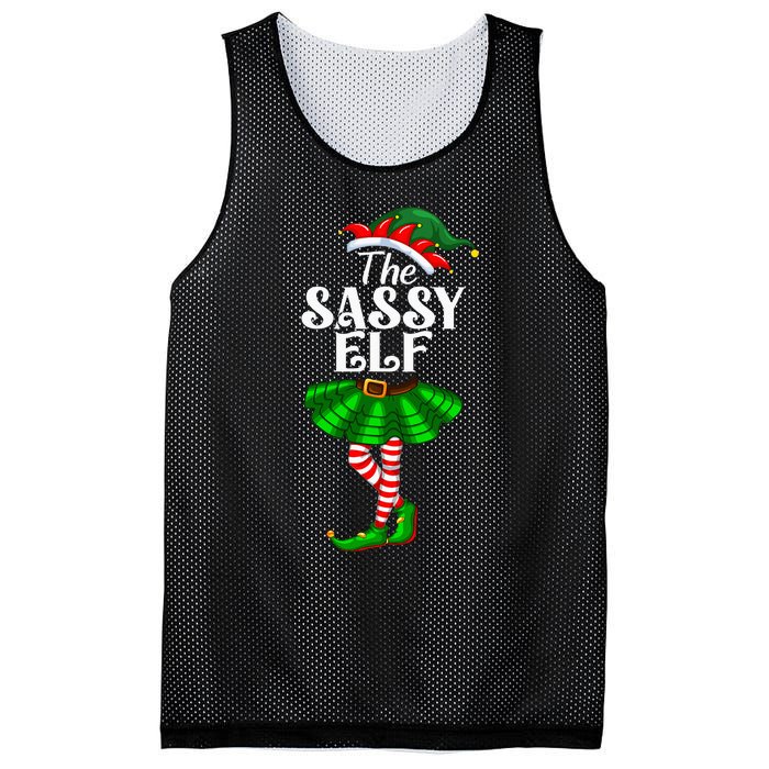 The Sassy Elf Xmas Funny Christmas Matching Family Pajama Mesh Reversible Basketball Jersey Tank