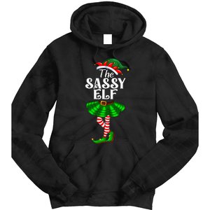 The Sassy Elf Xmas Funny Christmas Matching Family Pajama Tie Dye Hoodie