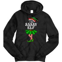 The Sassy Elf Xmas Funny Christmas Matching Family Pajama Tie Dye Hoodie