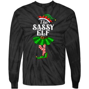 The Sassy Elf Xmas Funny Christmas Matching Family Pajama Tie-Dye Long Sleeve Shirt