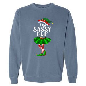 The Sassy Elf Xmas Funny Christmas Matching Family Pajama Garment-Dyed Sweatshirt