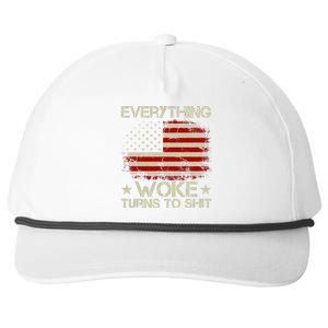 Trump Supporter Everything Woke Turns To Shit Political Snapback Five-Panel Rope Hat